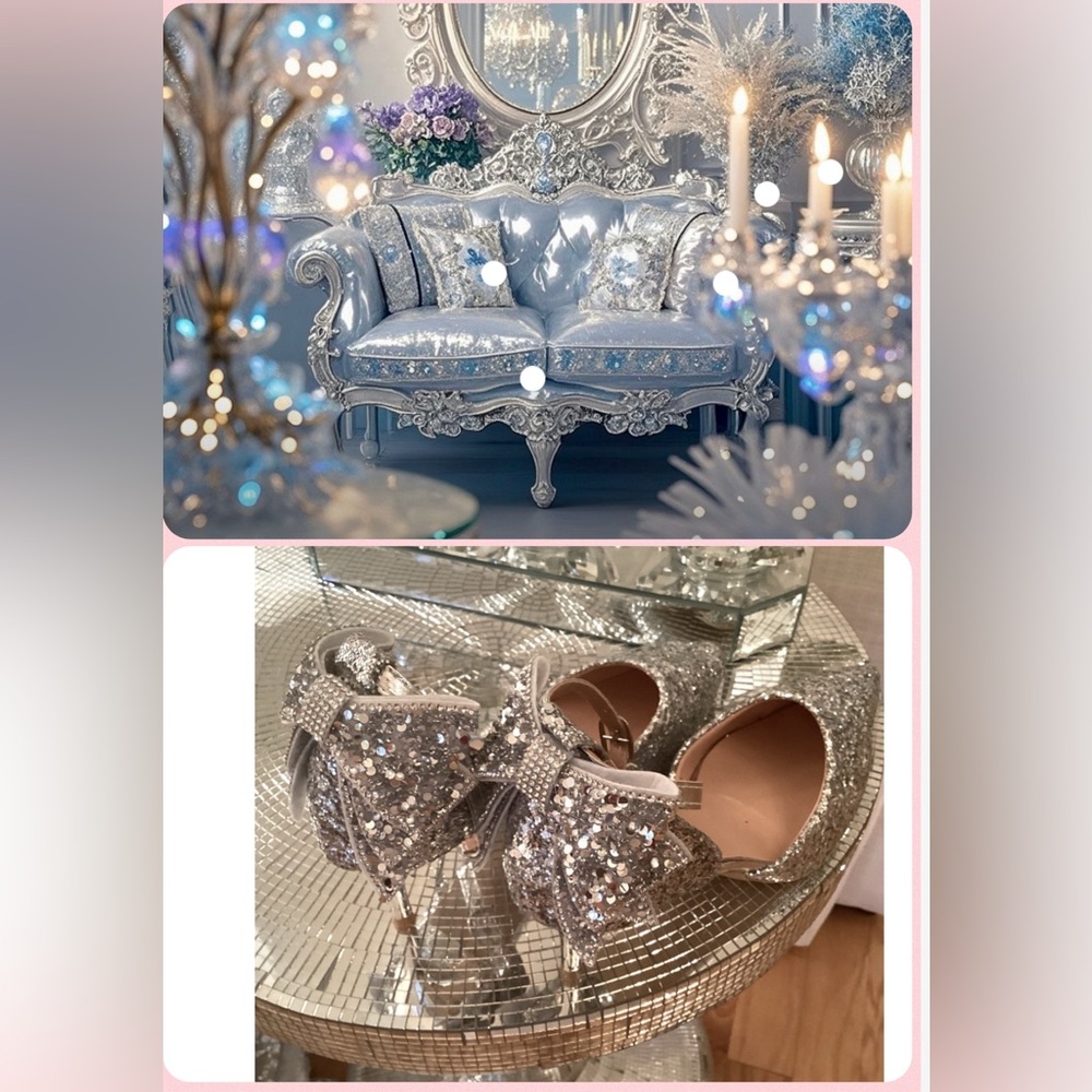 Beautiful silver shoes feel like a queen